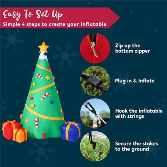 8 FT Christmas Inflatable Tree Decoration, Lighted Giant Christmas - Picture 6 of 8